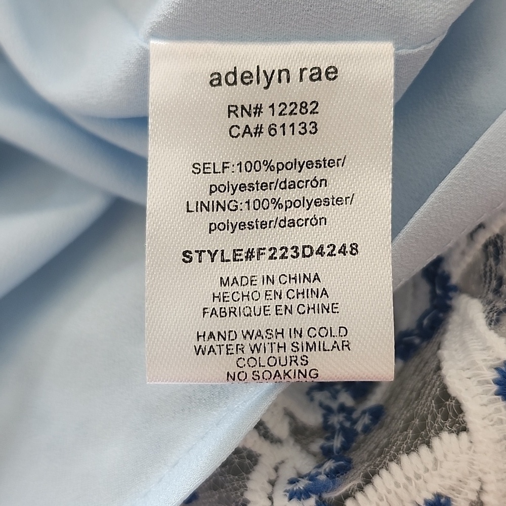 NWT Adelyn Rae “The Monroe” Lace MiniDress Floral Print Puff Sleeves Medium - Picture 11 of 14
